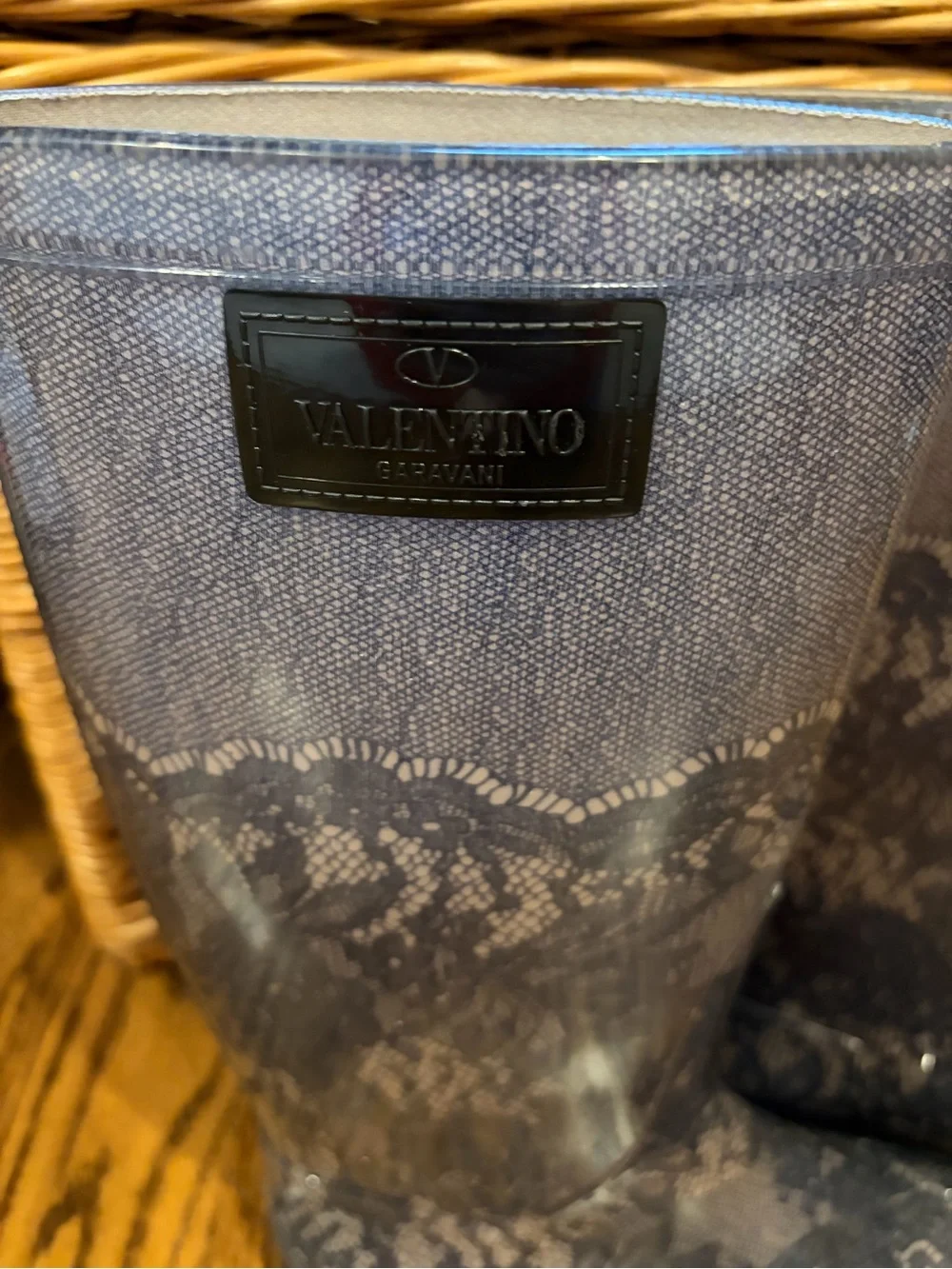 Valentino Garvani Women's Gray Lace-Pattern Rain Boots